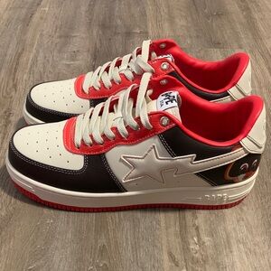 Bape Bapesta Men's White, Red, and Black Sneakers